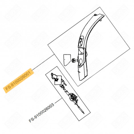 PARTE SUPERIORE DELLA MANIGLIA (CODICE DI RIFERIMENTO FS-9100026001) FERRO DA STIRO, FERRO A VAPORE - FS-9100026001, FS-9100026081