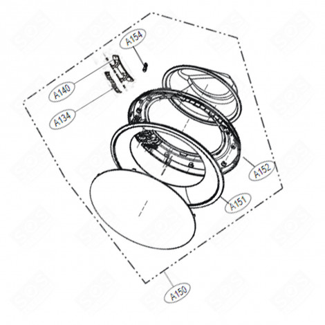 FINESTRA COMPLETA (CODICE A150) PER LAVATRICE LAVATRICE - ADC74745513