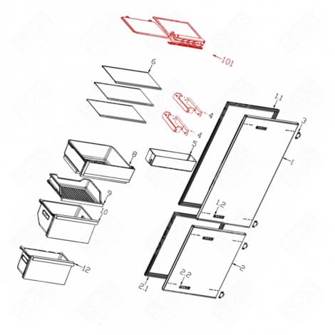 GRIGLIA, RIPIANO CASSETTO ORTAGGI (PUNTO N°6) FRIGORIFERO, CONGELATORE - 1065469, 34041124