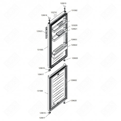 PORTA (PARTE CONGELATORE, RIFERIMENTO N°131566) FRIGORIFERO, CONGELATORE - 69613B261 