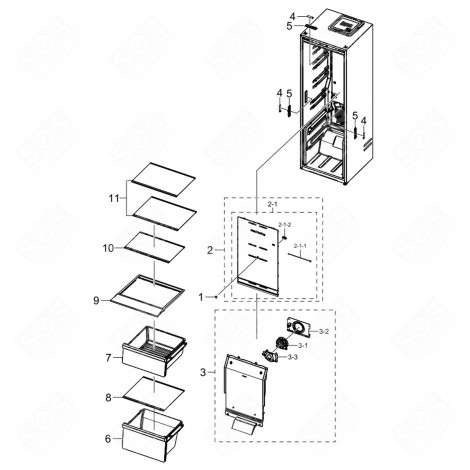 RIPIANO, RIPIANO SUPERIORE (RIFERIMENTO N°11) 495 X 356 MM FRIGORIFERO, CONGELATORE - DA97-17517H