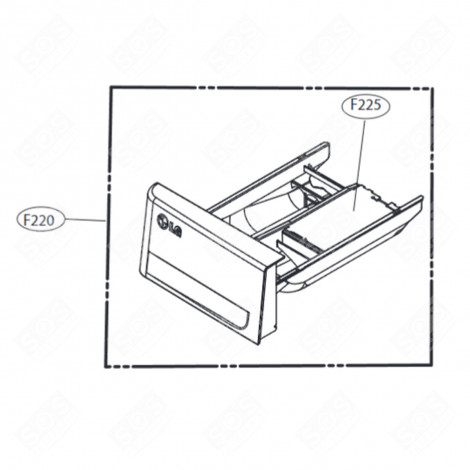 FACCIATA DEL CASSETTO (SCATOLA DEI PRODOTTI, CODICE F220) LAVATRICE - AGL30066155