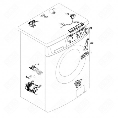 SCHEDA ELETTRONICA DI CONTROLLO (CODICE 587) LAVATRICE - 973914520812046 