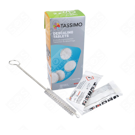 SOS ACCESSORI SET DI 4 PASTIGLIE ANTICALCARE CON SPAZZOLA DI PULIZIA MACCHINA DA CAFFÃ, CAFFETTIERA - 00311530