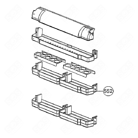 BALCONNET DEMIE LARGEUR DE PORTE (REPÈRE 552) FRIGORIFERO, CONGELATORE - 42009737