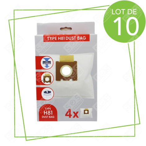 LOT DE 10 BOÎTES DE 4 SACS MICROFIBRE H81 ASPIRAPOLVERE - 35601865