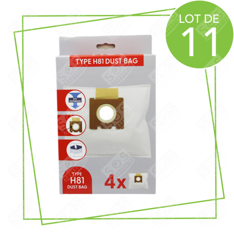 LOT DE 11 BOÎTES DE 4 SACS MICROFIBRE H81 ASPIRAPOLVERE - 35601865