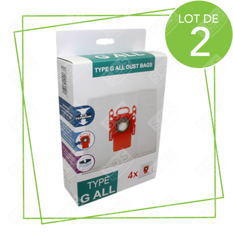 LOT DE 2 BOÎTES DE 4 SACS TYPE G 270 X 60 MM ASPIRAPOLVERE - 00576334,17000940