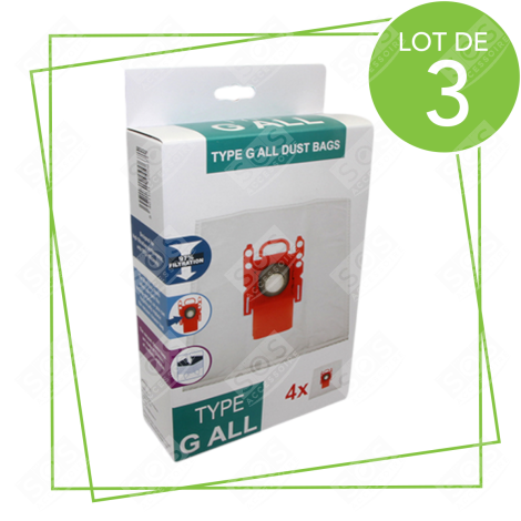 LOT DE 3 BOÎTES DE 4 SACS TYPE G 270 X 60 MM ASPIRAPOLVERE - 00576334,17000940