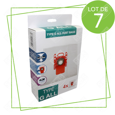 LOT DE 7 BOÎTES DE 4 SACS TYPE G 270 X 60 MM ASPIRAPOLVERE - 00576334,17000940