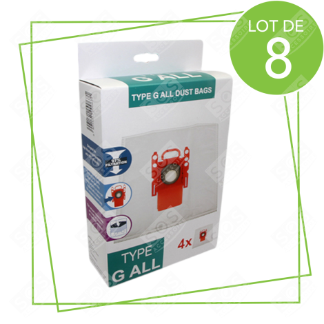 LOT DE 8 BOÎTES DE 4 SACS TYPE G 270 X 60 MM ASPIRAPOLVERE - 00576334,17000940