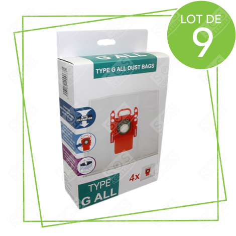 LOT DE 9 BOÎTES DE 4 SACS TYPE G 270 X 60 MM ASPIRAPOLVERE - 00576334,17000940