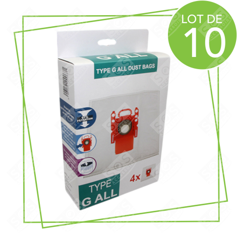 LOT DE 10 BOÎTES DE 4 SACS TYPE G 270 X 60 MM ASPIRAPOLVERE - 00576334,17000940