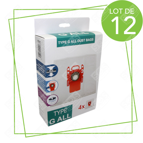 LOT DE 12 BOÎTES DE 4 SACS TYPE G 270 X 60 MM ASPIRAPOLVERE - 00576334,17000940