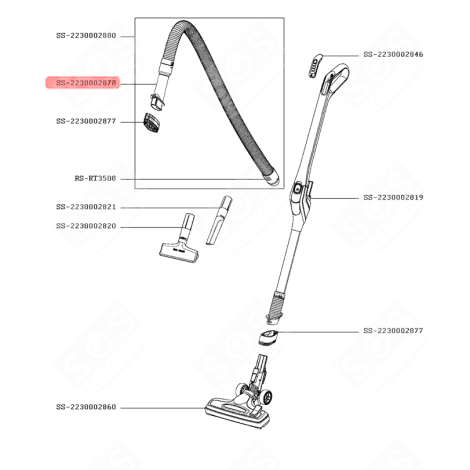 POIGNÉE DE FLEXIBLE AVEC BROSSE BLANCHE ASPIRAPOLVERE - SS-2230002878, SS2230002878