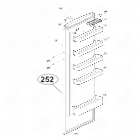 GUARNIZIONE DELLA PORTA (CODICE 252) FRIGORIFERO, CONGELATORE - 4902423900