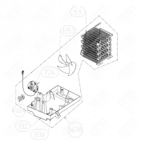 VASCHETTA DI EVAPORAZIONE (CODICE 132) FRIGORIFERO, CONGELATORE - 5704250100