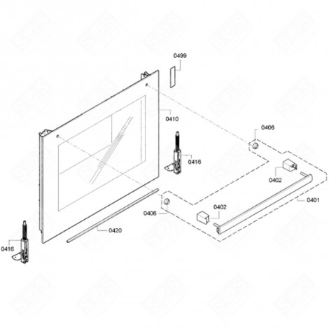 VETRO FRONTALE ORIGINALE (CODICE 0410) FORNI, FORNELLI ELETTRICI E A GAS - 00683129, 683129