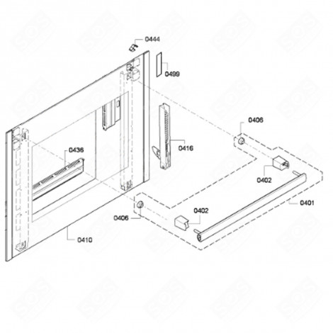 VETRO FRONTALE ORIGINALE (CODICE 0410) FORNI, FORNELLI ELETTRICI E A GAS - 00681525, 681525