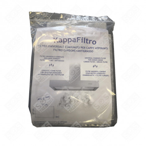 FILTRO UNIVERSALE CARBONE ATTIVO + FILTRO PER GRASSO 57X47CM CAPPA ASPIRANTE - FK025