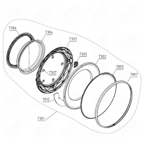 SERRATURA PORTA WM-76/86 GF (CODICE 7305) LAVATRICE - 795917