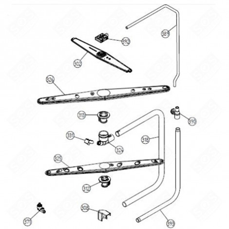 VAPORIZZATORE BRACCIO SUPERIORE (CODICE 302) LAVASTOVIGLIE - 476717