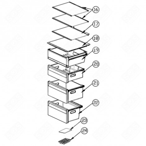 CASSETTO (CODICE 20) FRIGORIFERO, CONGELATORE - 0060847438A