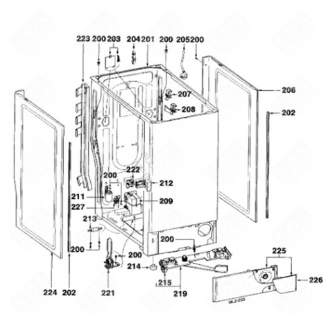 COPERTURA DEL BLOCCO ALIMENTAZIONE PER LAVATRICE FAGOR (CODICE 209) LAVATRICE - 55X6587