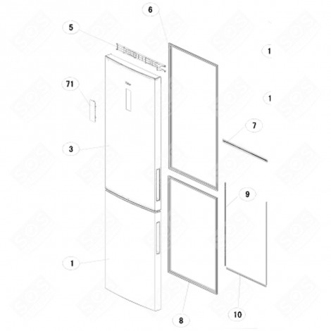 GUARNIZIONE DELLA PORTA (CODICE 7) FRIGORIFERO, CONGELATORE - 0060222165