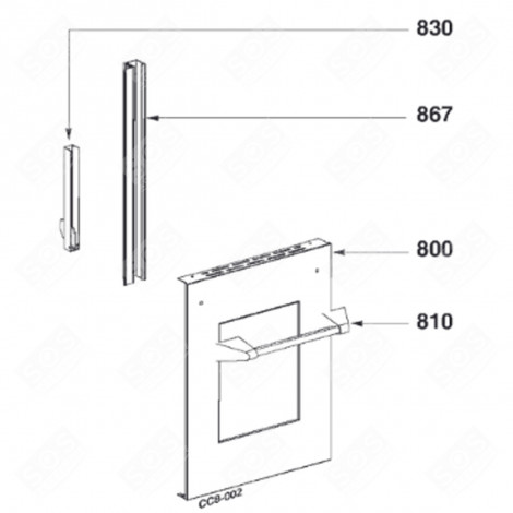 MONTANTE DESTRO (CODICE 867) FORNI, FORNELLI ELETTRICI E A GAS - 71X4805