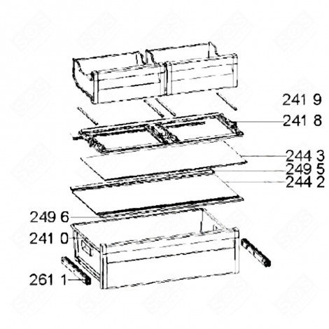 RIPIANO IN VETRO CORTO ORIGINALE (CODICE 244 2) FRIGORIFERO, CONGELATORE - 481011135264, C00513423