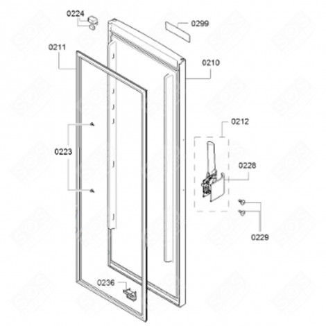 GUARNIZIONE DELLA PORTA (CODICE 0211) FRIGORIFERO, CONGELATORE - 00716113