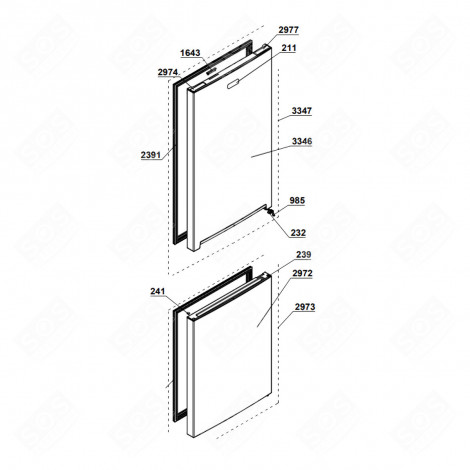 GUARNIZIONE PER SPORTELLO (PARTE FRIGORIFERO) (N. DI RIF. 2391) FRIGORIFERO, CONGELATORE - 4633085900,  4633085700