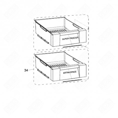 CASSETTO ORIGINALE CON RIFERIMENTO 34 496X547X220 MM FRIGORIFERO, CONGELATORE - C00510451 