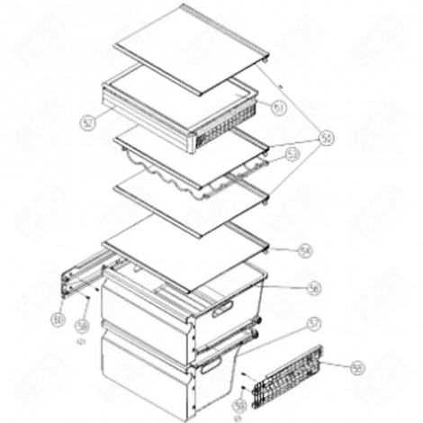 SOMMITÀ DEL CONTENITORE DI VERDURE (CODICE 54) FRIGORIFERO, CONGELATORE - 570F10