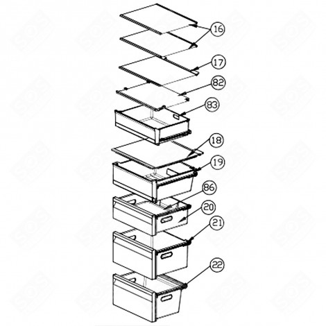 CASSETTO (RIFERIMENTO 19) FRIGORIFERO, CONGELATORE - 0060847473B