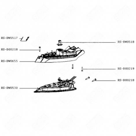 SUOLA COMPLETA (CODICE RS-DW0530) FERRO DA STIRO, FERRO A VAPORE - RS-DW0530