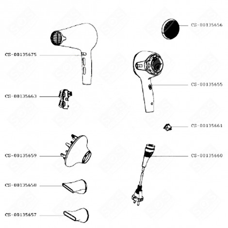 MEZZO INVOLUCRO ANTERIORE NERO (CODICE CS-00135675) ASCIUGACAPELLI - CS-00135675