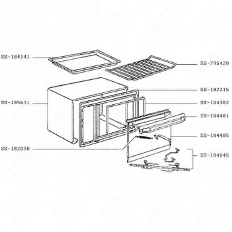 VETRO + MANIGLIA + SUPPORTO (CODICE SS-184485) FORNI, FORNELLI ELETTRICI E A GAS - SS-184485