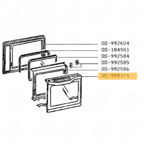 VETRO + MANIGLIA + SUPPORTO (RIFERIMENTO SS-994374) 465X347 MM FORNI, FORNELLI ELETTRICI E A GAS - SS-994374