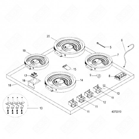 SUPPORTO SPIA RESIDUA (RIFERIMENTO 16) PIANO COTTURA - C00098655