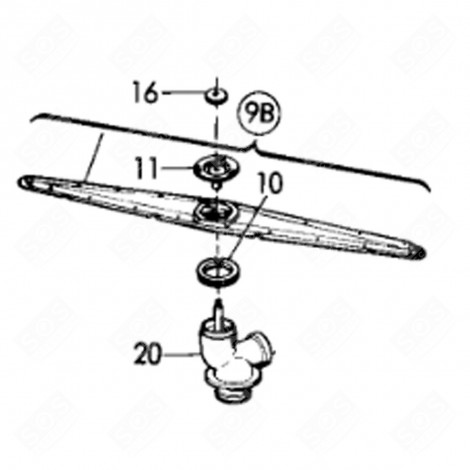 SET ELICA, BRACCIO DI LAVAGGIO INFERIORE (CODICE 9B) LAVASTOVIGLIE - 1502361007