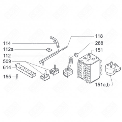 SUPPORTO PULSANTE (CODICE 614) LAVATRICE - 80019673