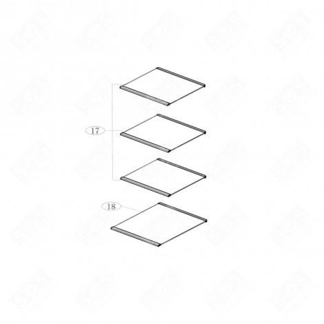 RIPIANO, MENSOLA PARTE CONGELATORE (RIFERIMENTO 18) 300X207,7 MM FRIGORIFERO, CONGELATORE - 0060854305P, 49120136 