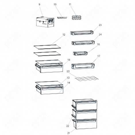 RIPIANO, SCAFFALE (RIFERIMENTO 12) FRIGORIFERO, CONGELATORE - AS0071089