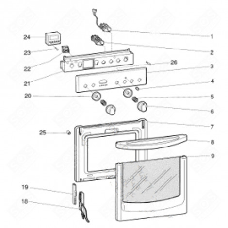 VETRO DELLA PORTA DEL FORNO + BANDA HA IX (SEGNO N°9) FORNI, FORNELLI ELETTRICI E A GAS - C00258803