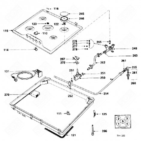 SUPPORTO UGELLO INIETTORE ANTERIORE SINISTRO (RIFERIMENTO 248) PIANO COTTURA - 77X9330