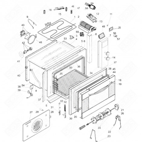 PANNELLO POSTERIORE DELLA PORTA (CODICE 52) FORNI, FORNELLI ELETTRICI E A GAS - C00089414