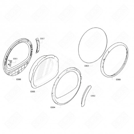 TELAIO FRONTALE (CODICE 304) ORIGINALE ASCIUGATRICE - 00662173