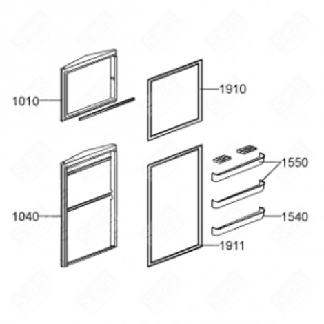 GUARNIZIONE PORTA (CODICE 1911) FRIGORIFERO, CONGELATORE - 480132100014, C00323164